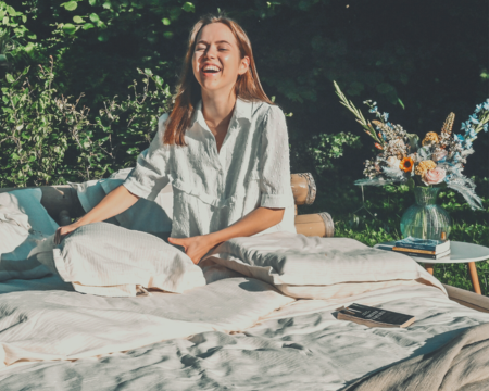 Girl smiling in a healthy environment